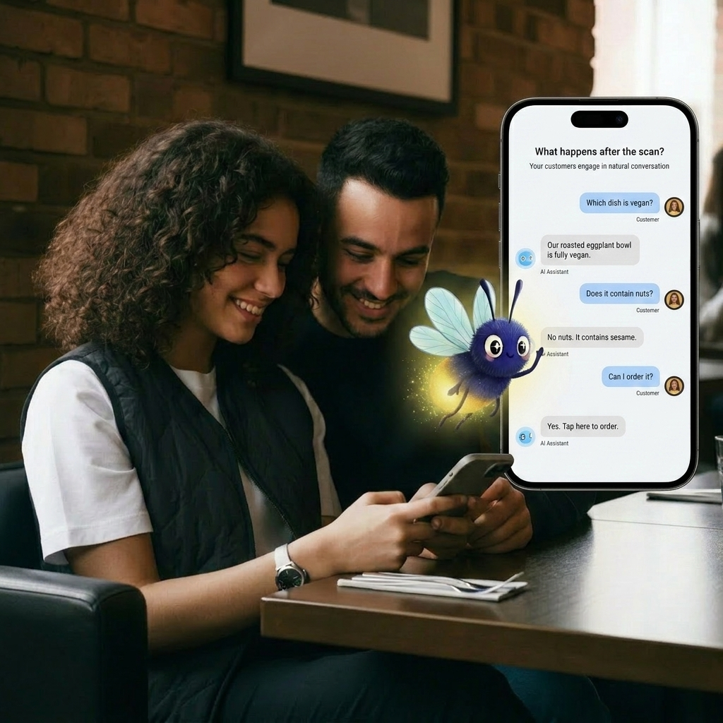 Couple at bar looking at phone with Cleo AI chat