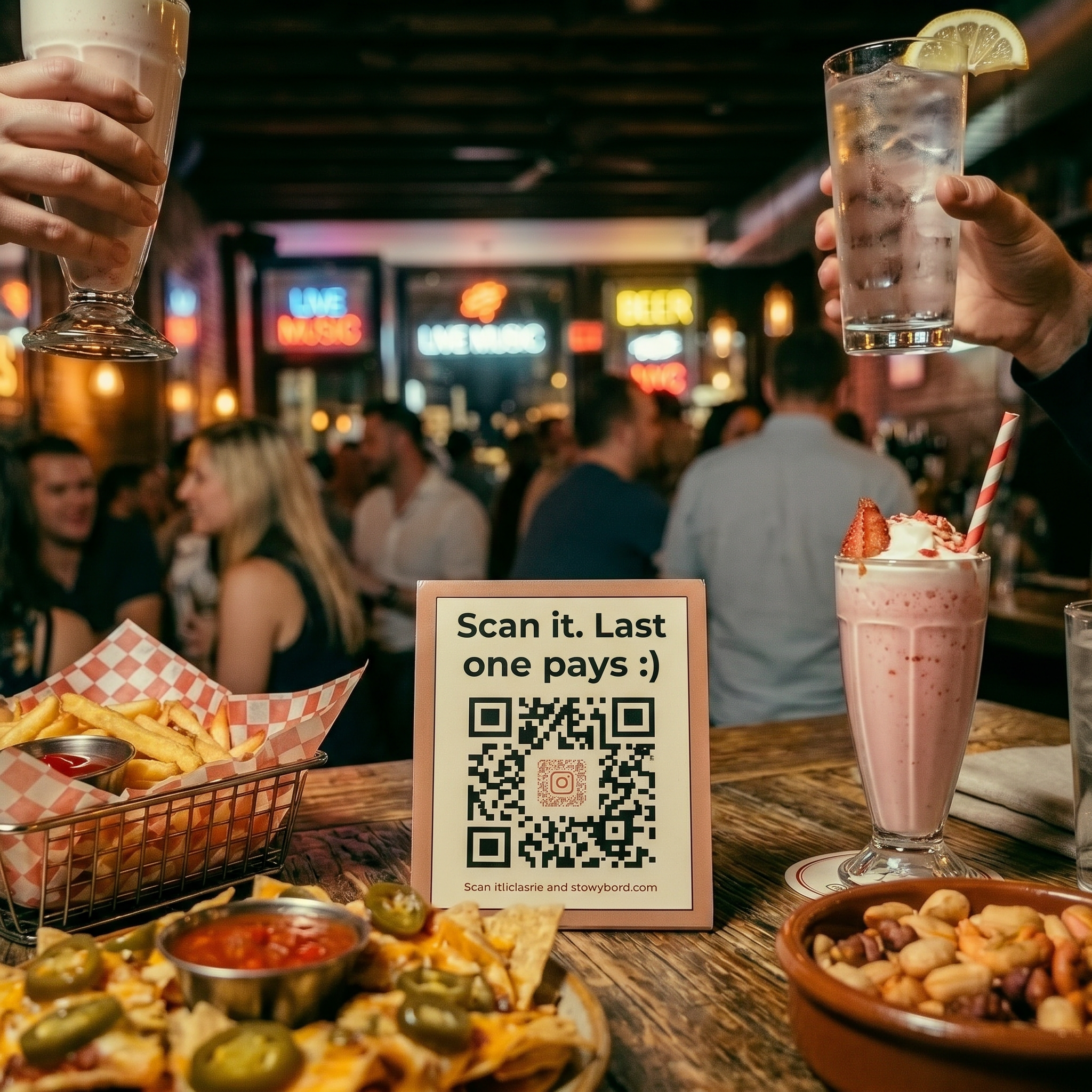 QR code on bar table